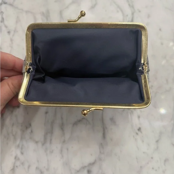 EXCELLENT Vintage 1970s VR Gray Patterned Clutch Coin Purse - Picture 4 of 6